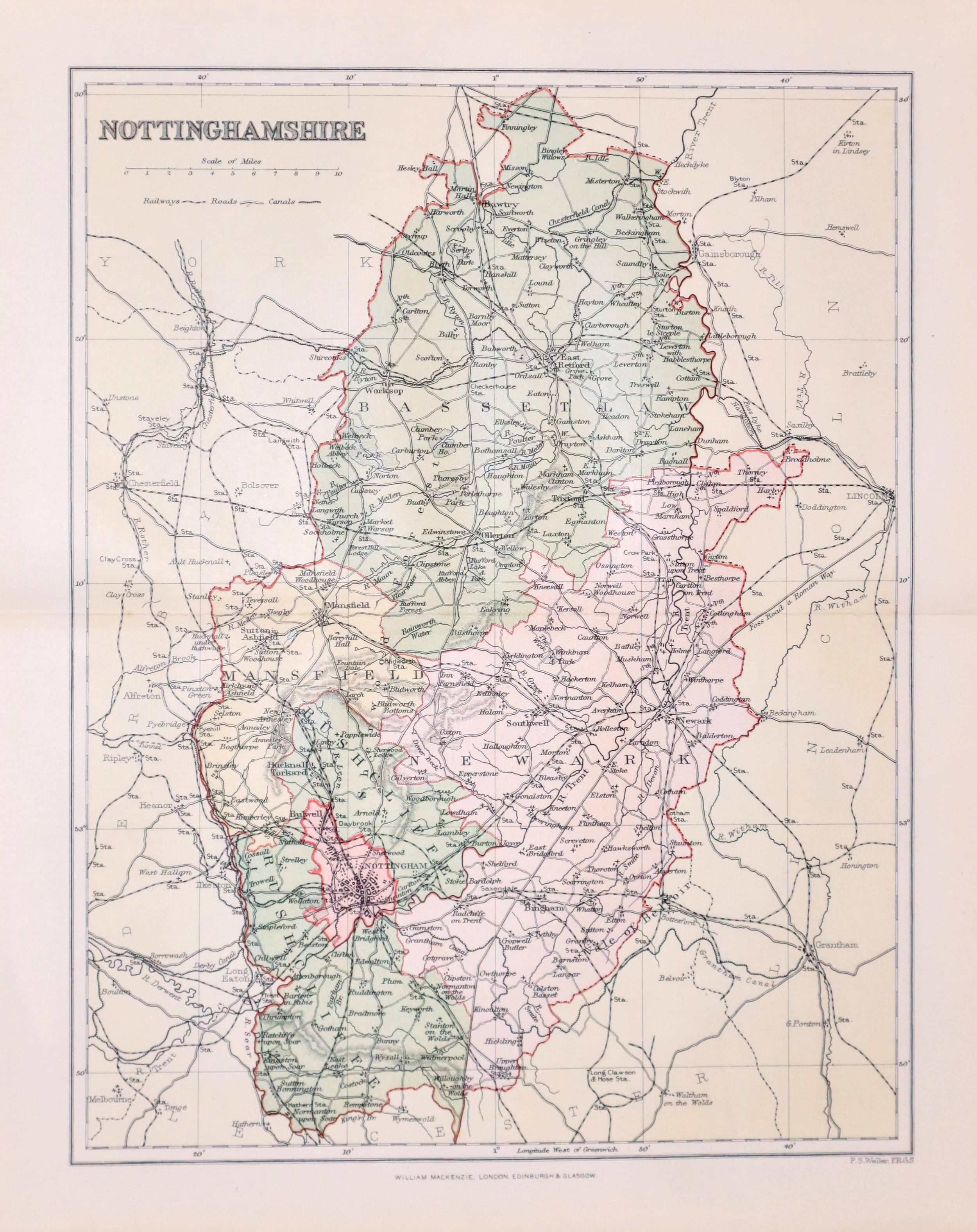 Antique Maps Of Nottinghamshire England Richard Nicholson De4 6009