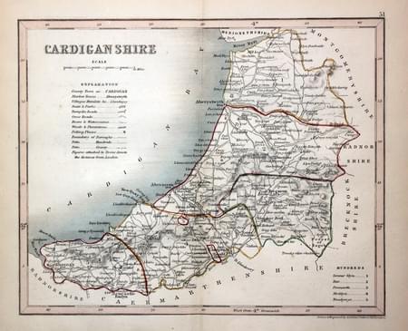 Map of Cardiganshire by Joshua Archer c.1842