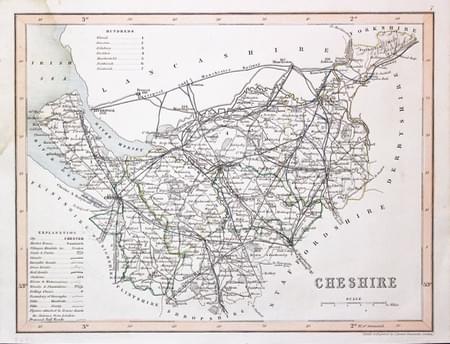 Map of Cheshire by Joshua Archer, c.1845