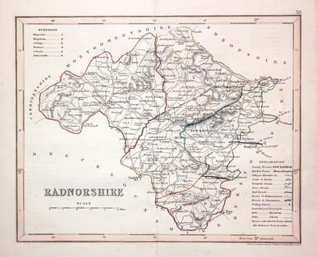 Map of Radnorshire by Joshua Archer c.1842