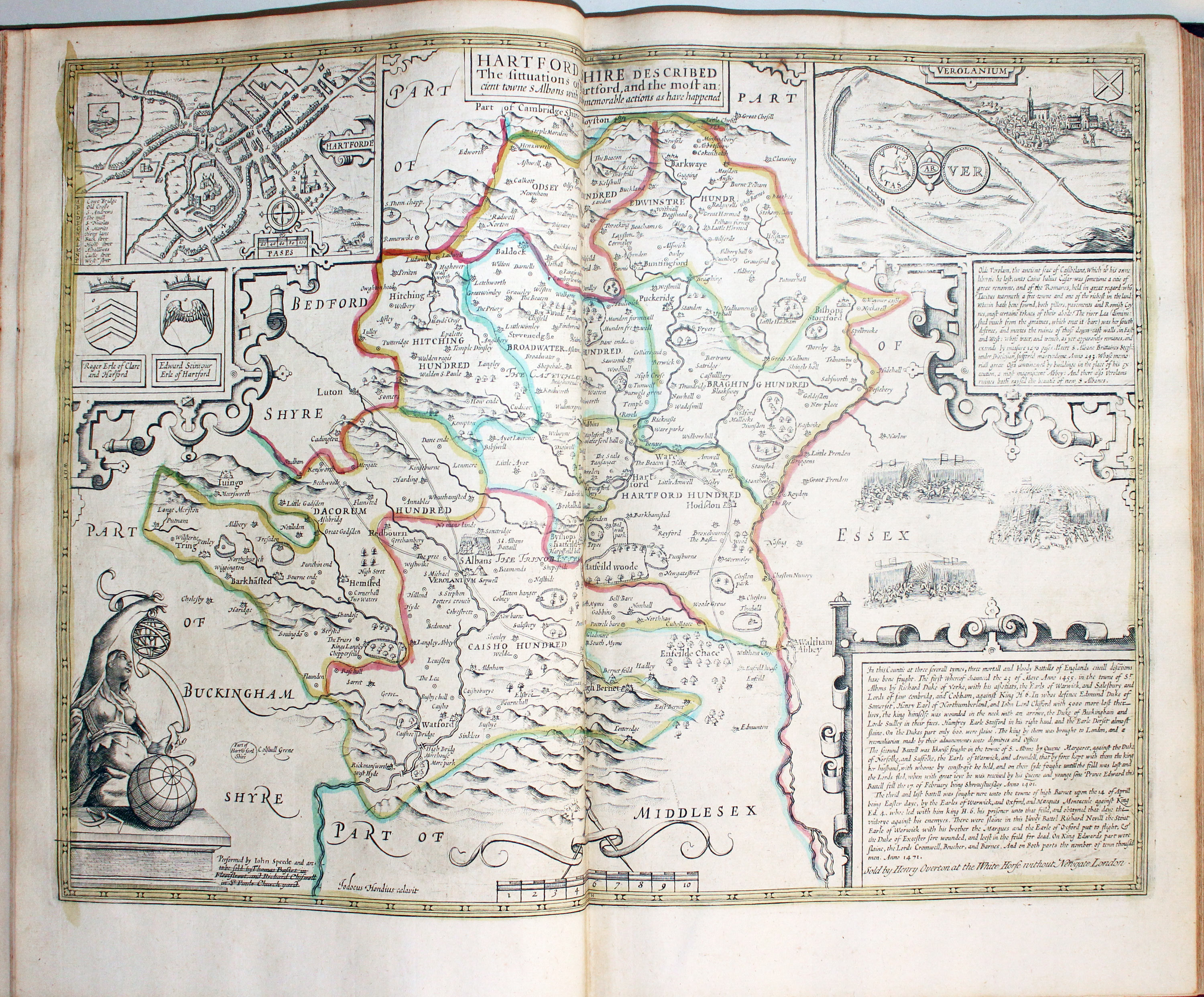 Map of Hertfordshire by John Speed published by Henry Overton 1743  Map of Hertfordshire by John Speed published by Henry Overton 1743