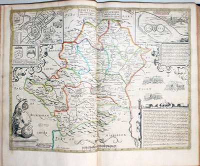 Map of Hertfordshire by John Speed published by Henry Overton 1743
