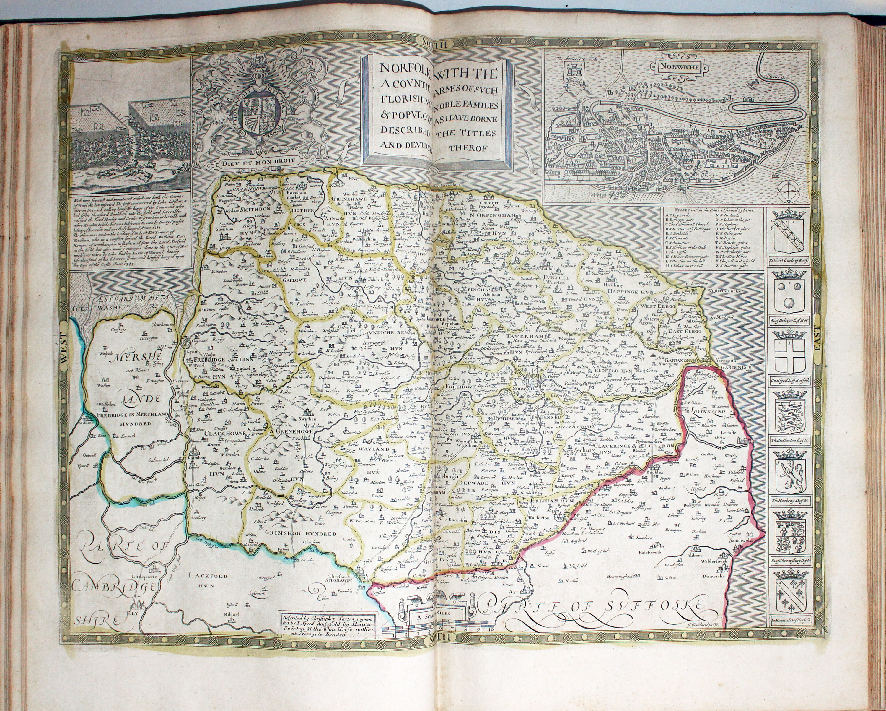 Map of Norfolk by John Speed published by Henry Overton 1743  Map of Norfolk by John Speed published by Henry Overton 1743