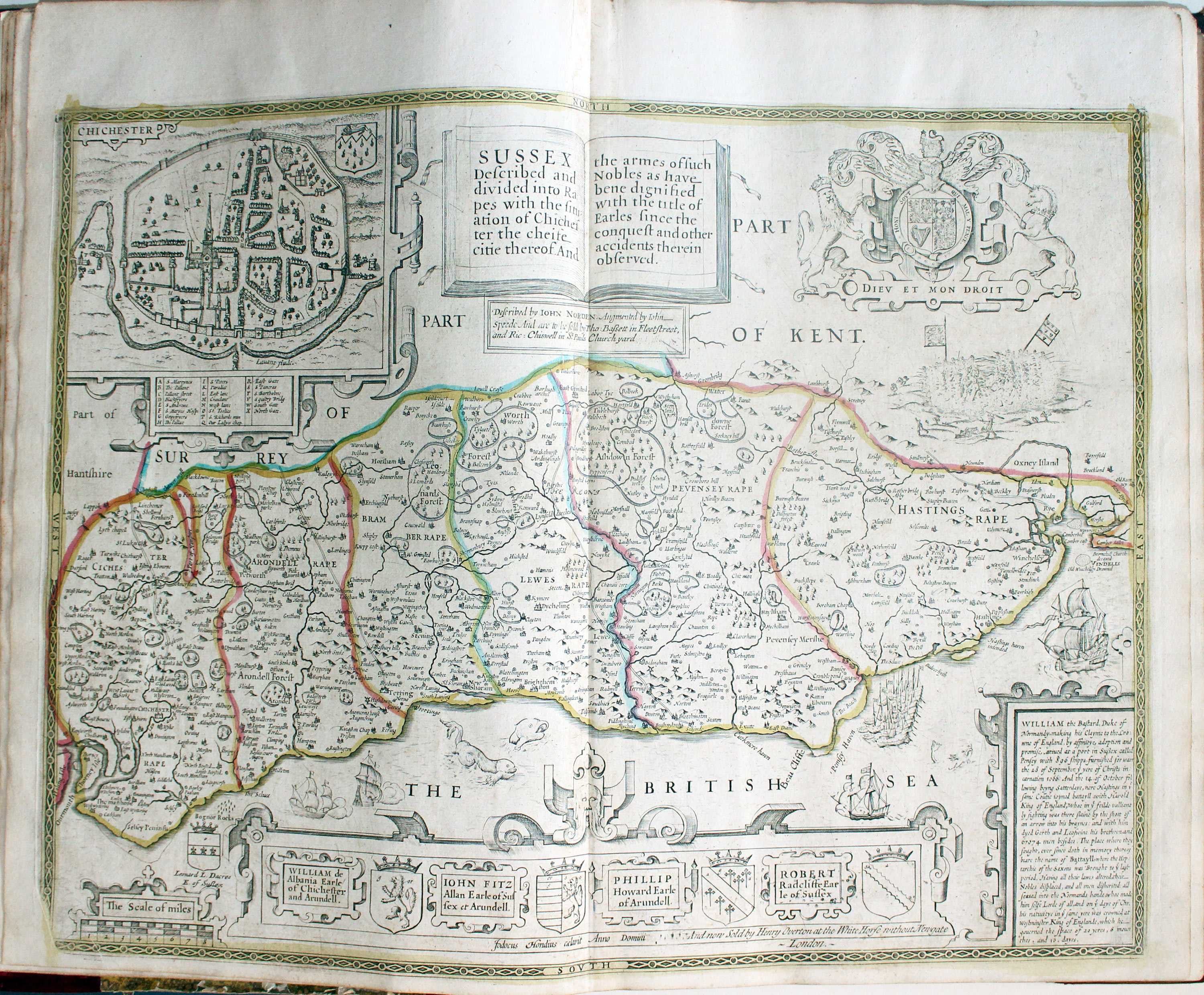 Map of Sussex by John Speed published by Henry Overton 1743  Map of Sussex by John Speed published by Henry Overton 1743