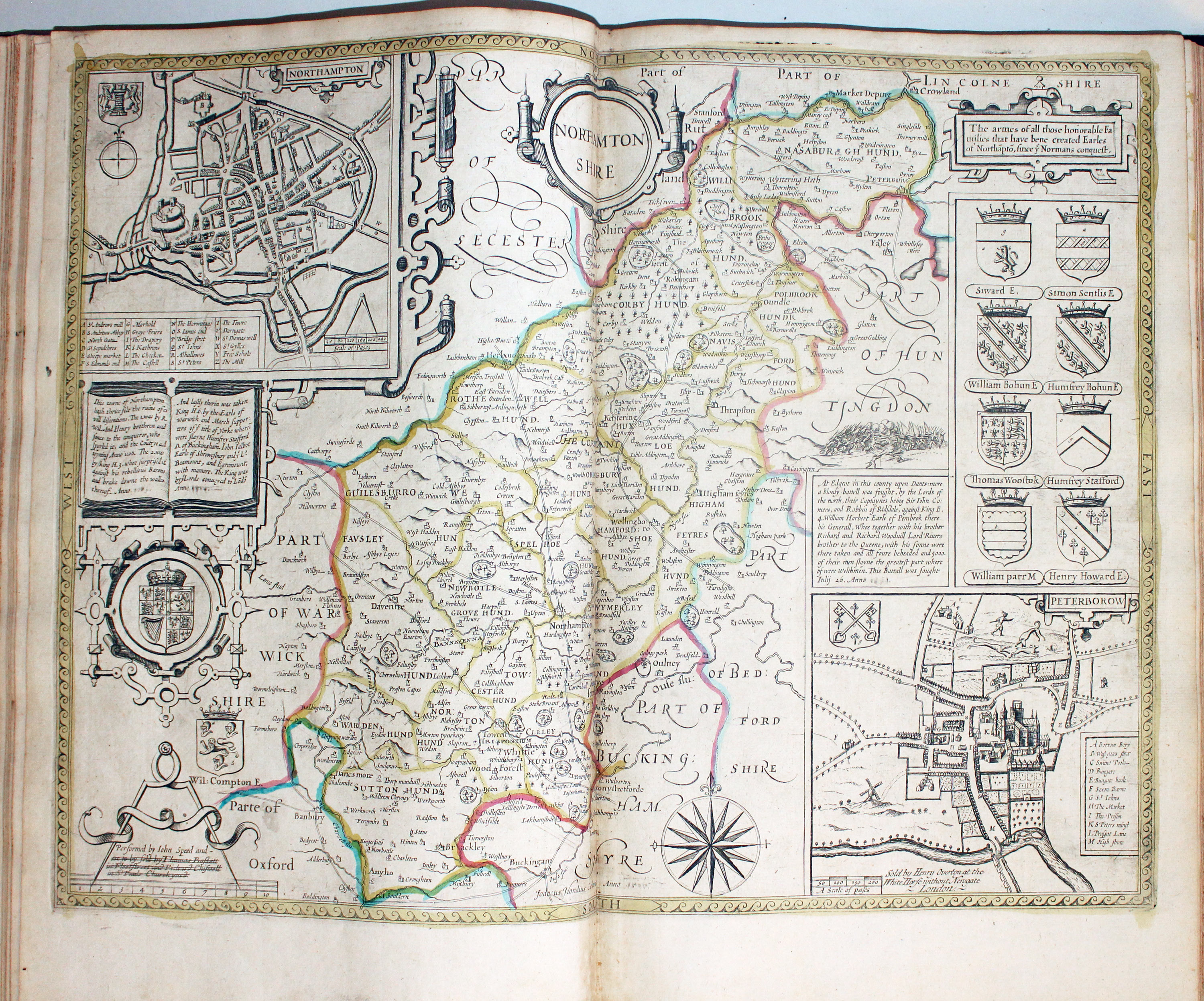 Map of Northamptonshire by John Speed published by Henry Overton 1743  Map of Northamptonshire by John Speed published by Henry Overton 1743