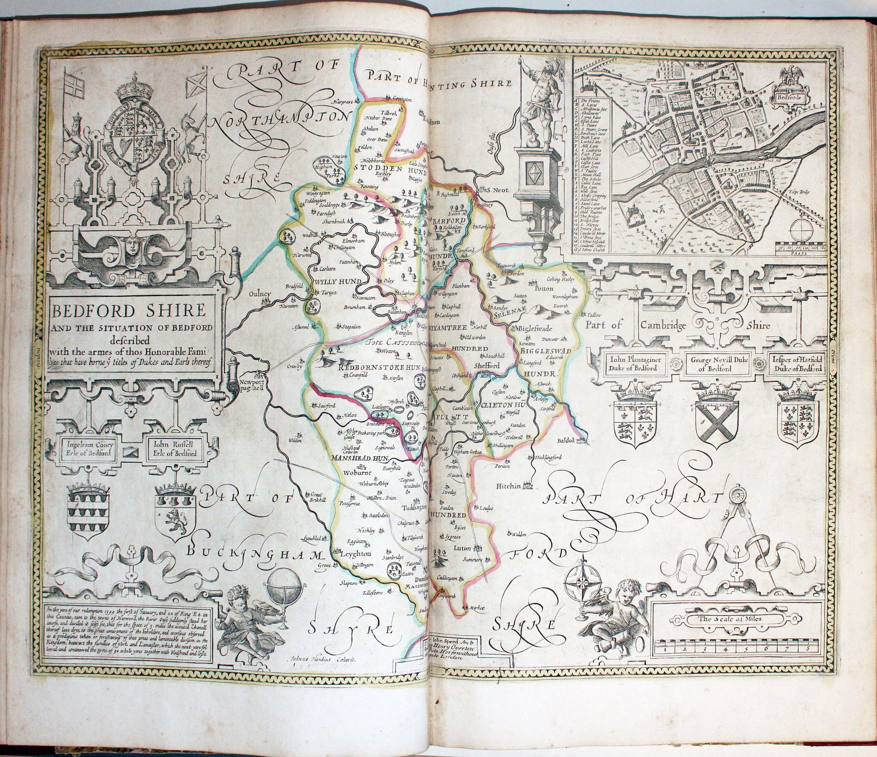 Map of Bedfordshire by John Speed published by Henry Overton 1743  Map of Bedfordshire by John Speed published by Henry Overton 1743