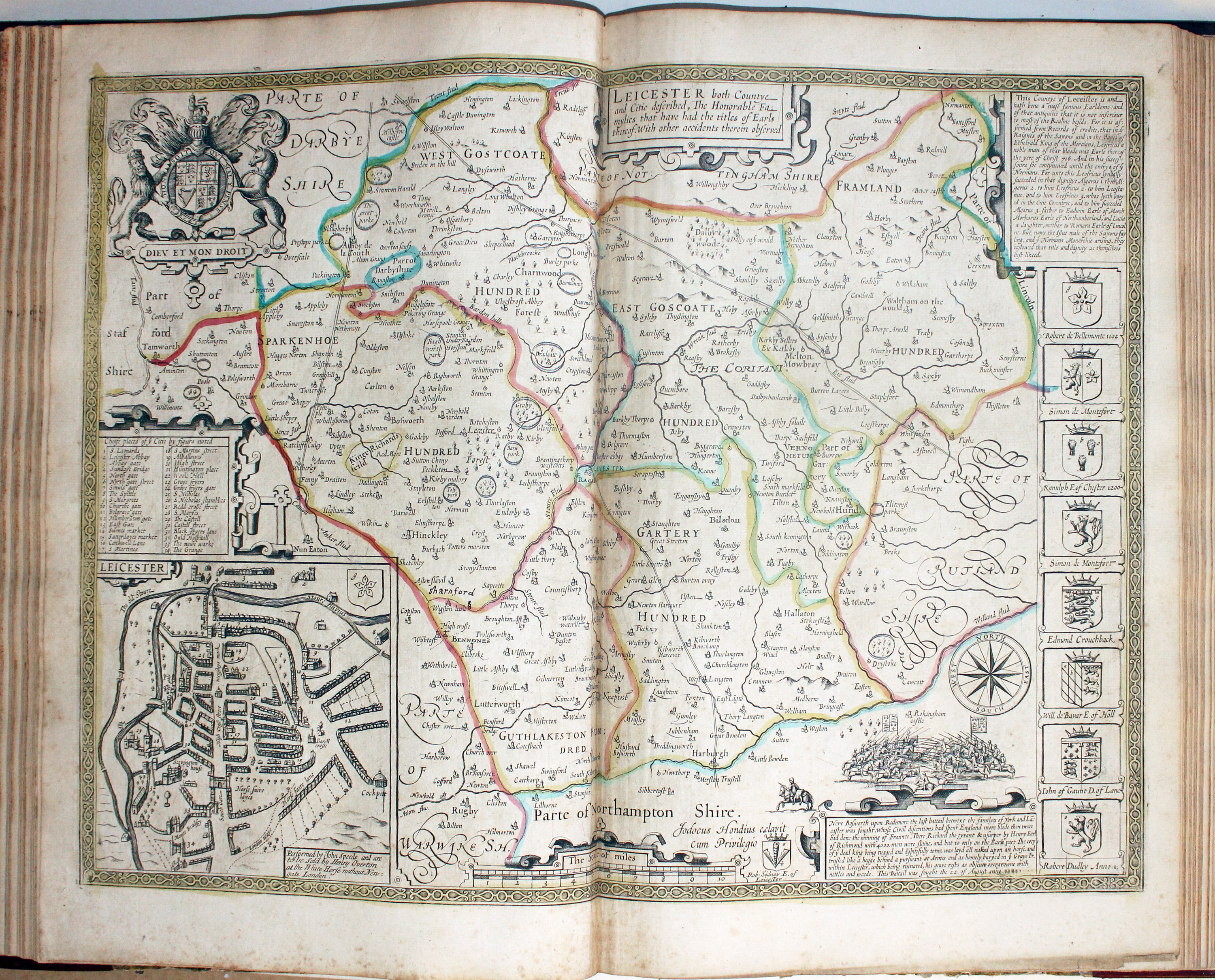 Map of Leicestershire by John Speed published by Henry Overton 1743  Map of Leicestershire by John Speed published by Henry Overton 1743