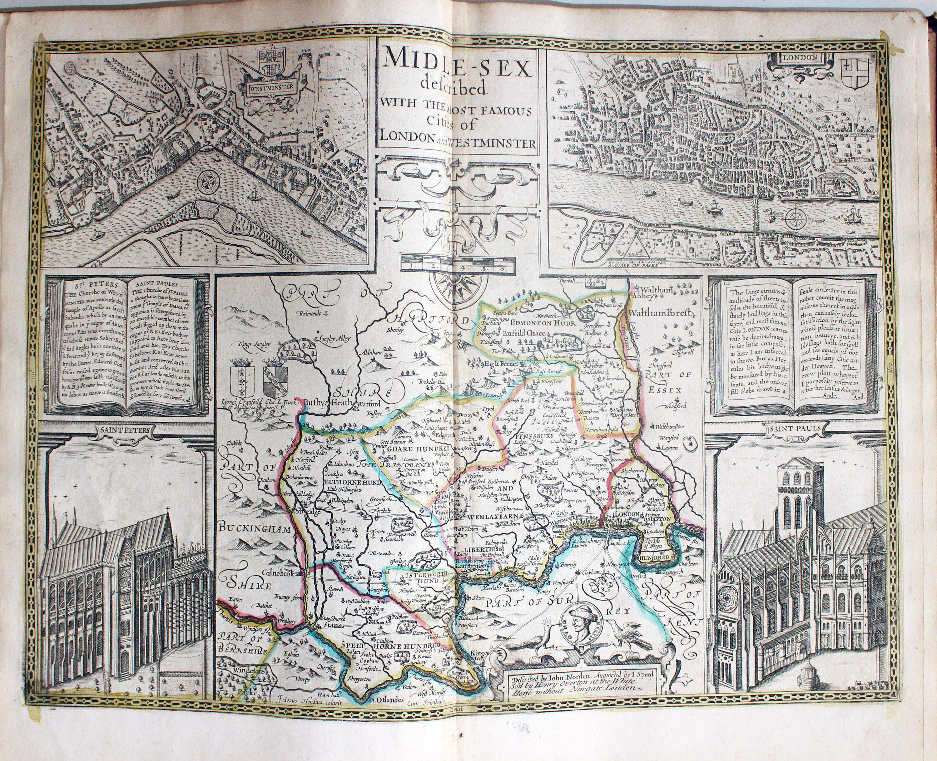 Map of Middlesex by John Speed published by Henry Overton 1743  Map of Middlesex by John Speed published by Henry Overton 1743