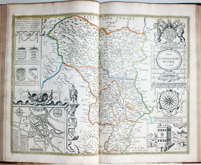 Map of Derbyshire by John Speed published by Henry Overton 1743