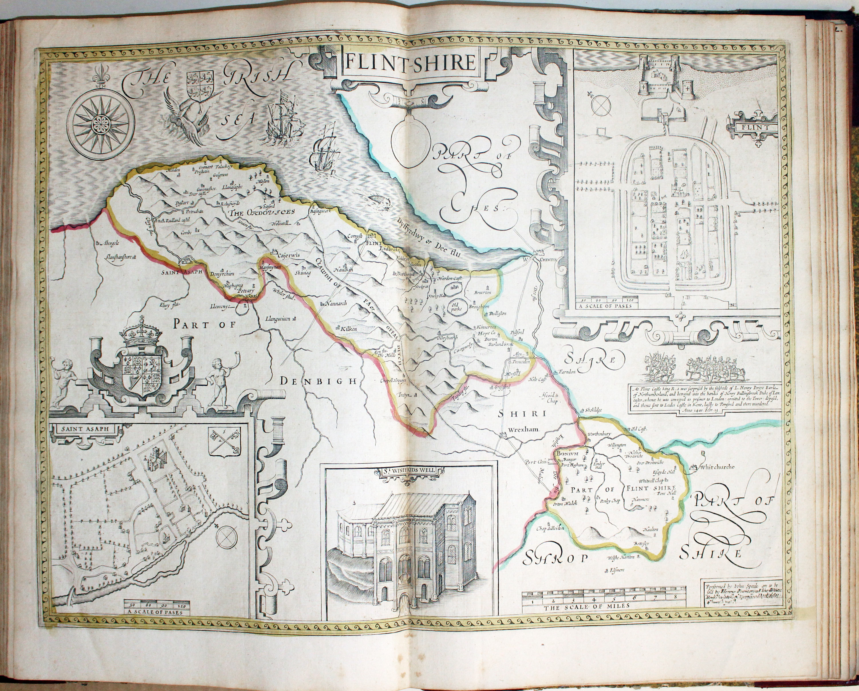 Map of Flintshire by John Speed published by Henry Overton 1743  Map of Flintshire by John Speed published by Henry Overton 1743