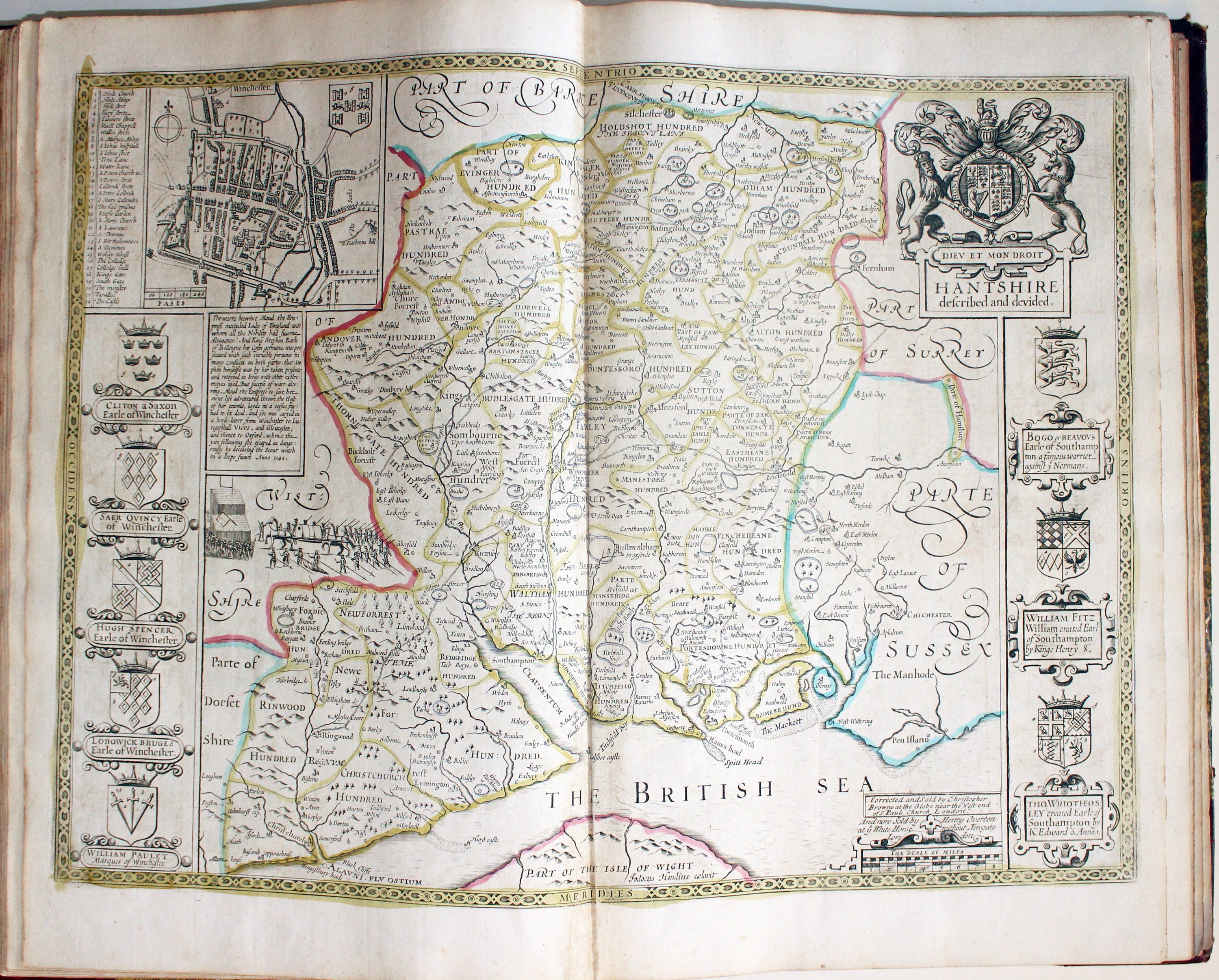 Map of Hampshire by John Speed published by Henry Overton 1743  Map of Hampshire by John Speed published by Henry Overton 1743