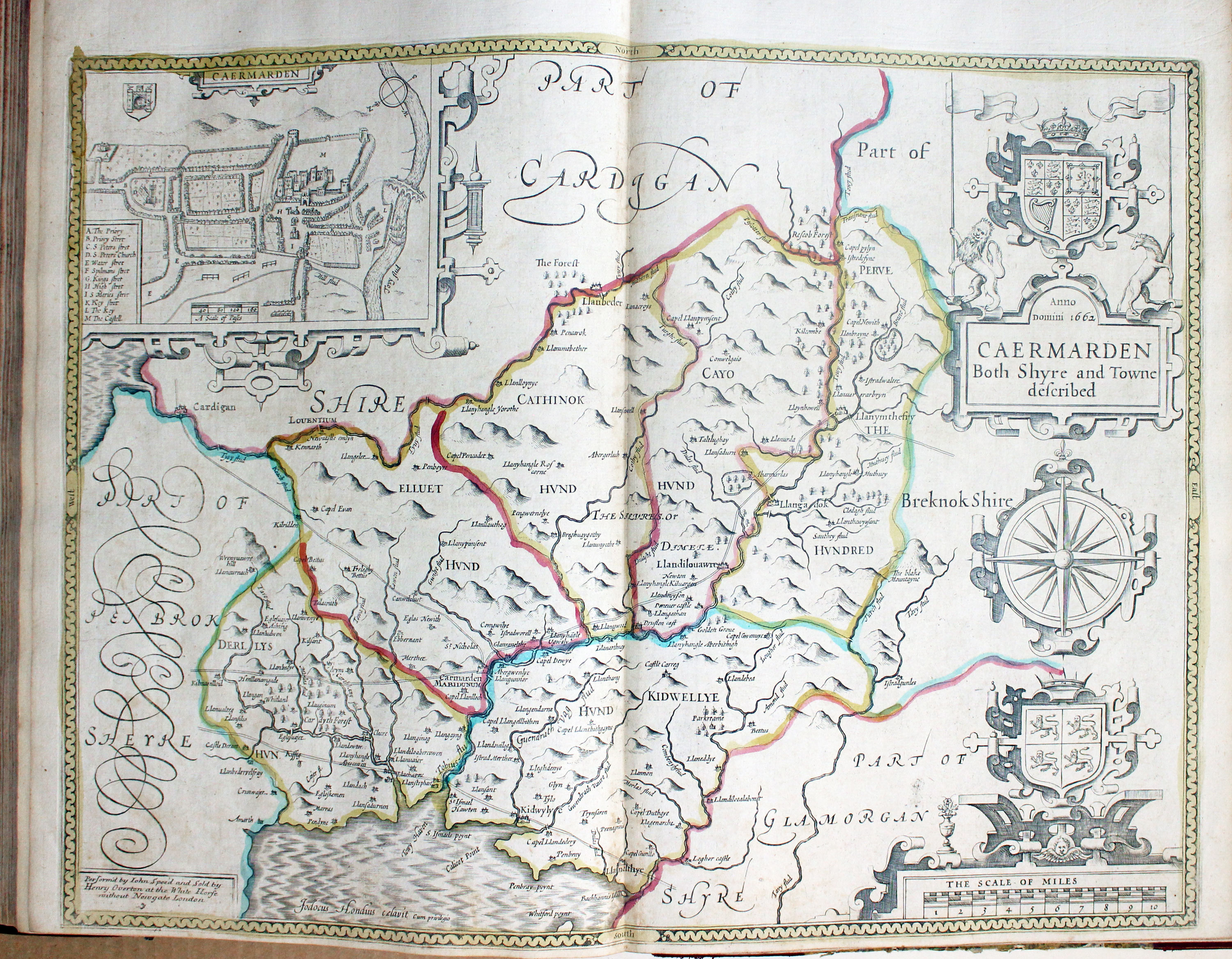 Map of Carmarthenshire by John Speed published by Henry Overton 1743  Map of Carmarthenshire by John Speed published by Henry Overton 1743