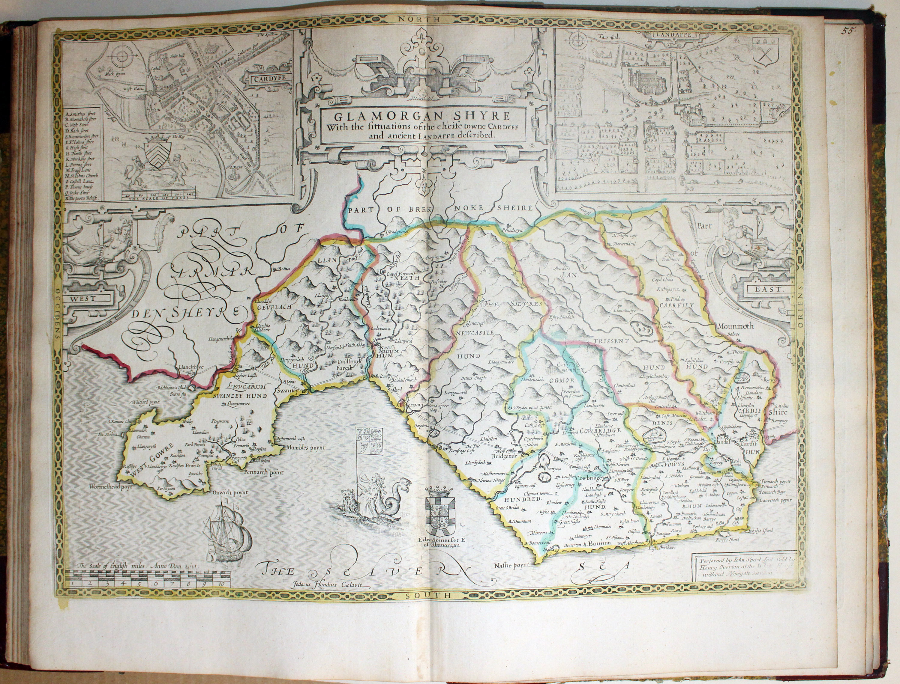 Map of Glamorganshire by John Speed published by Henry Overton 1743  Map of Glamorganshire by John Speed published by Henry Overton 1743