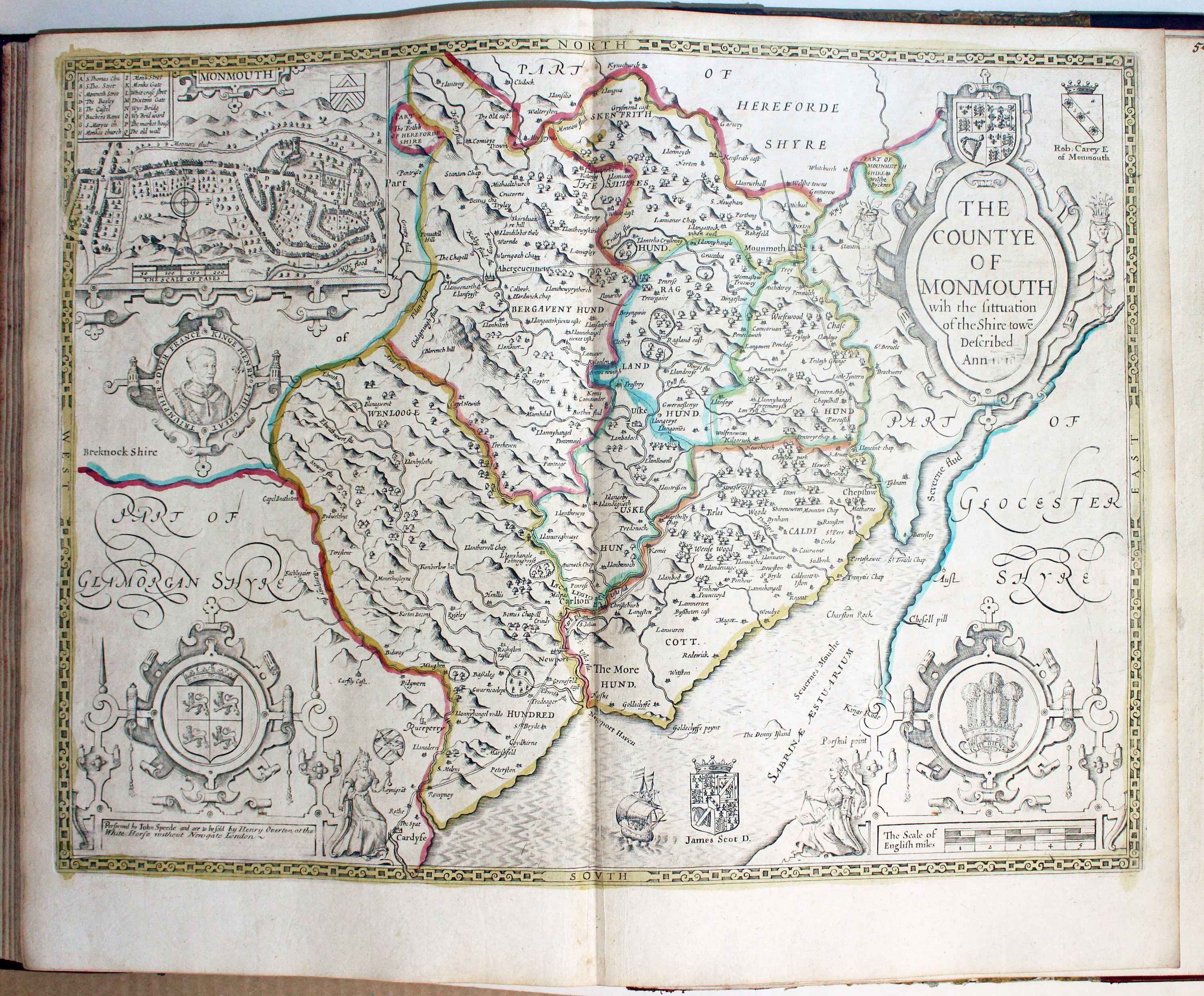 Map of Monmouthshire by John Speed published by Henry Overton 1743  Map of Monmouthshire by John Speed published by Henry Overton 1743