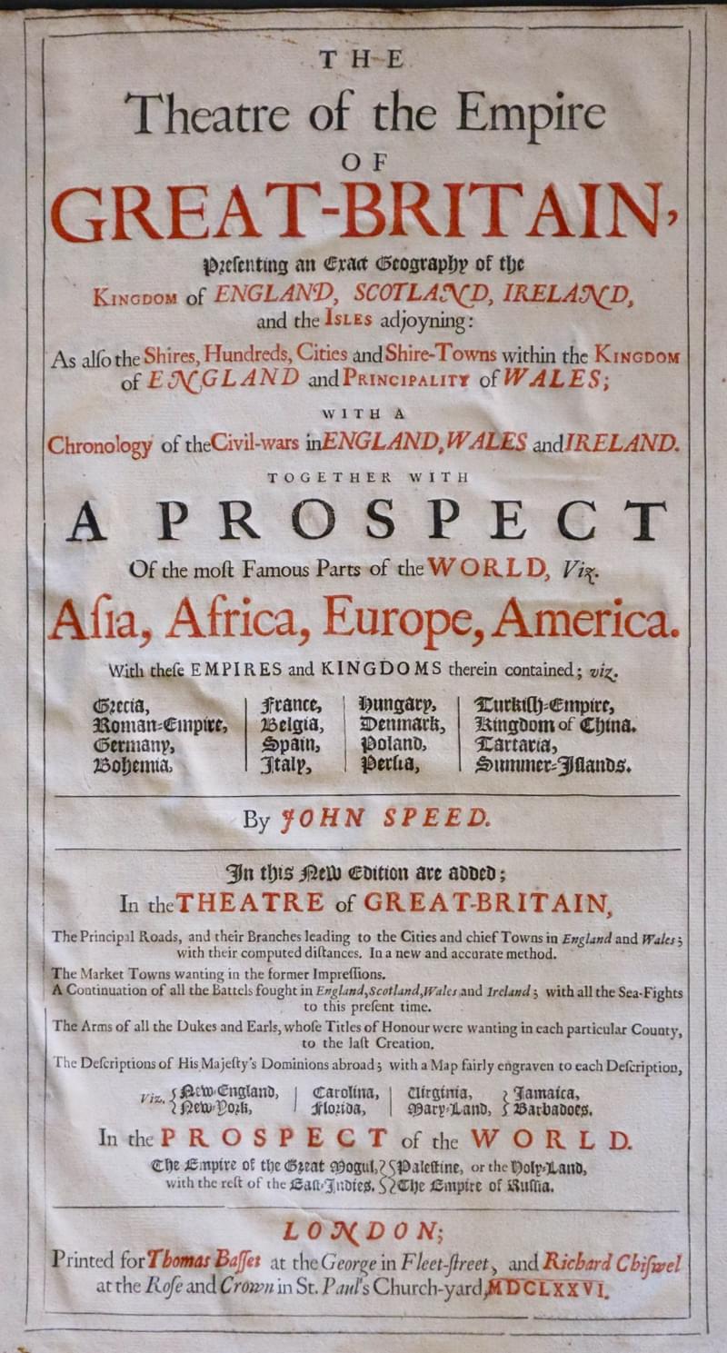 John Speed Atlas Title Page 1676