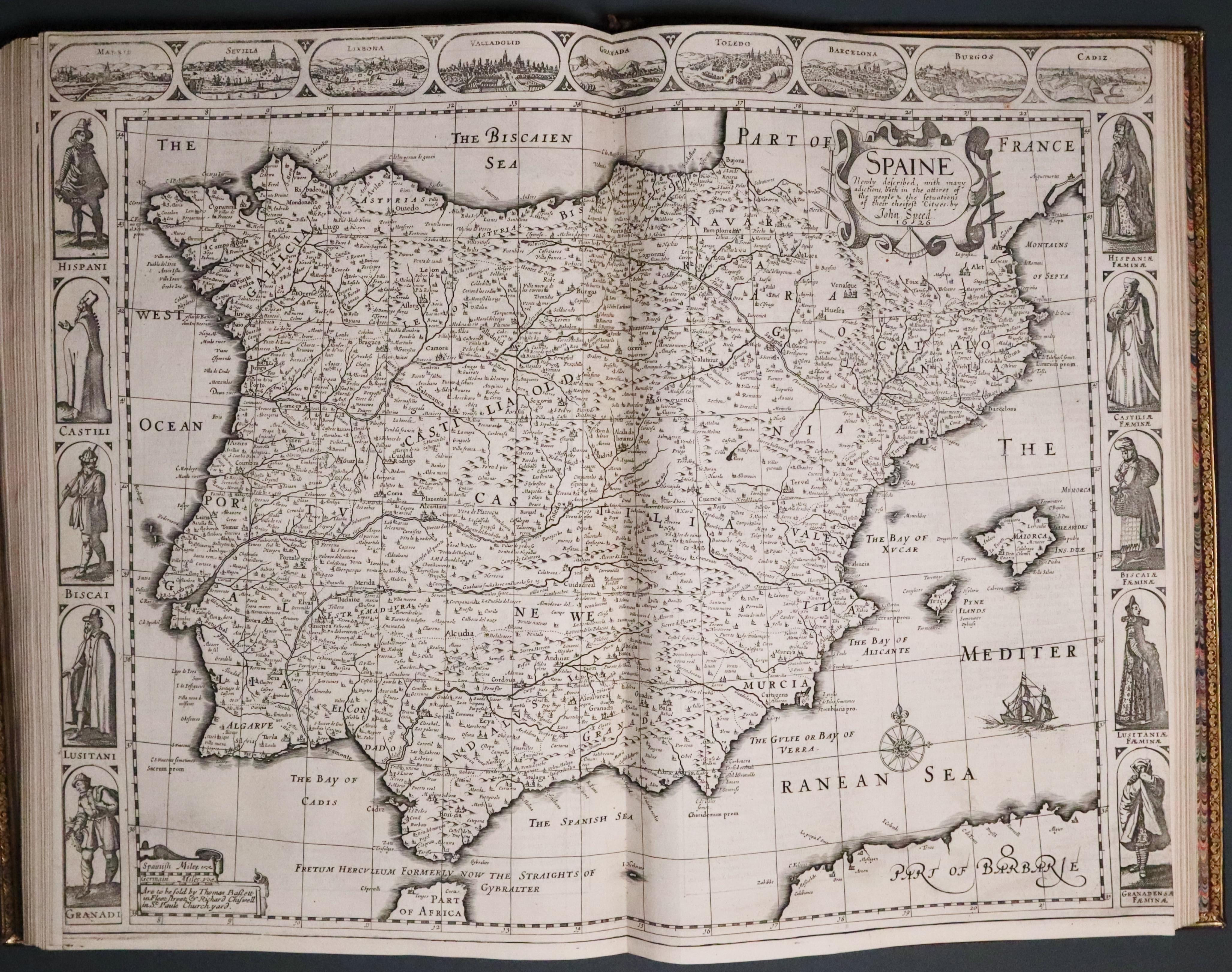 Map of Spain and Portugal from John Speed's Prospect of the World 1676  Map of Spain and Portugal from John Speed's Prospect of the World 1676