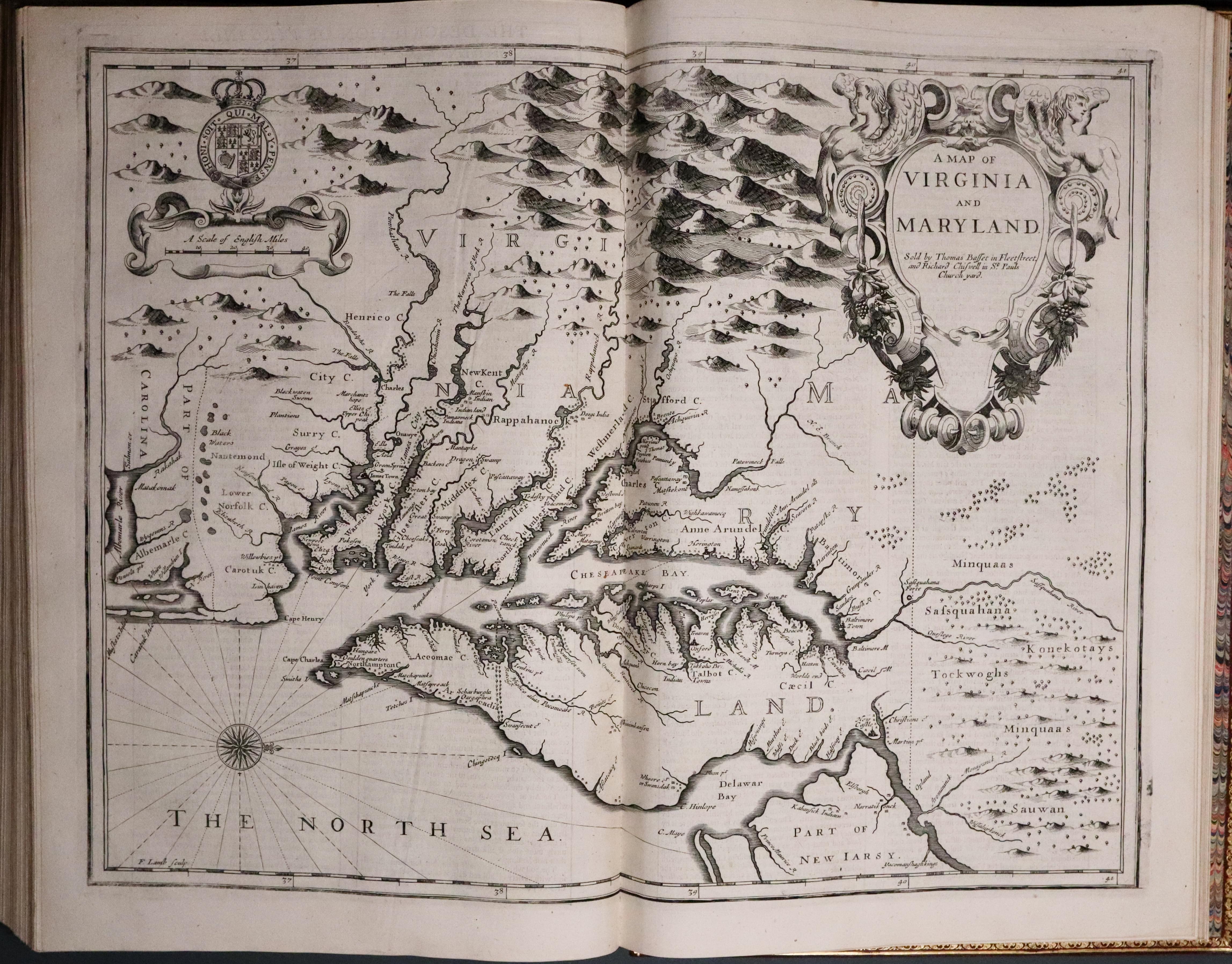 Map of Virginia from John Speed's Prospect of the World 1676  Map of Virginia from John Speed's Prospect of the World 1676