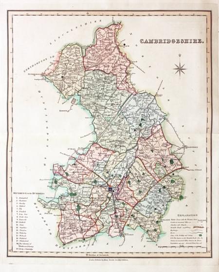 Map of Cambridgeshire by Henry Teesdale 1835