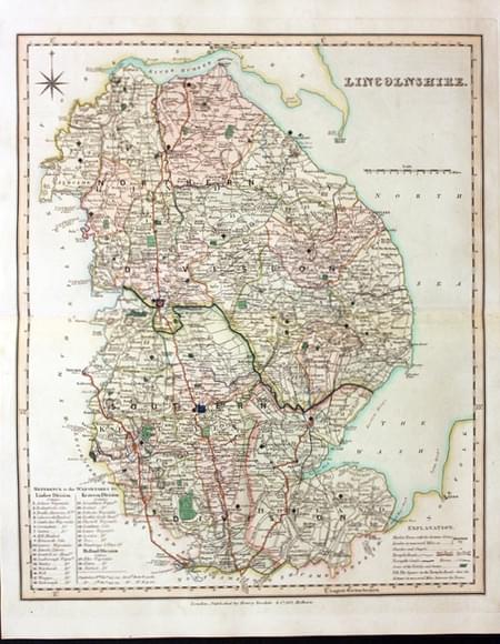 Map of Lincolnshire by Henry Teesdale 1832