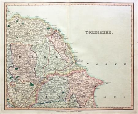 Map of West Yorkshire by Henry Teesdale 1832. Early Hand colouring