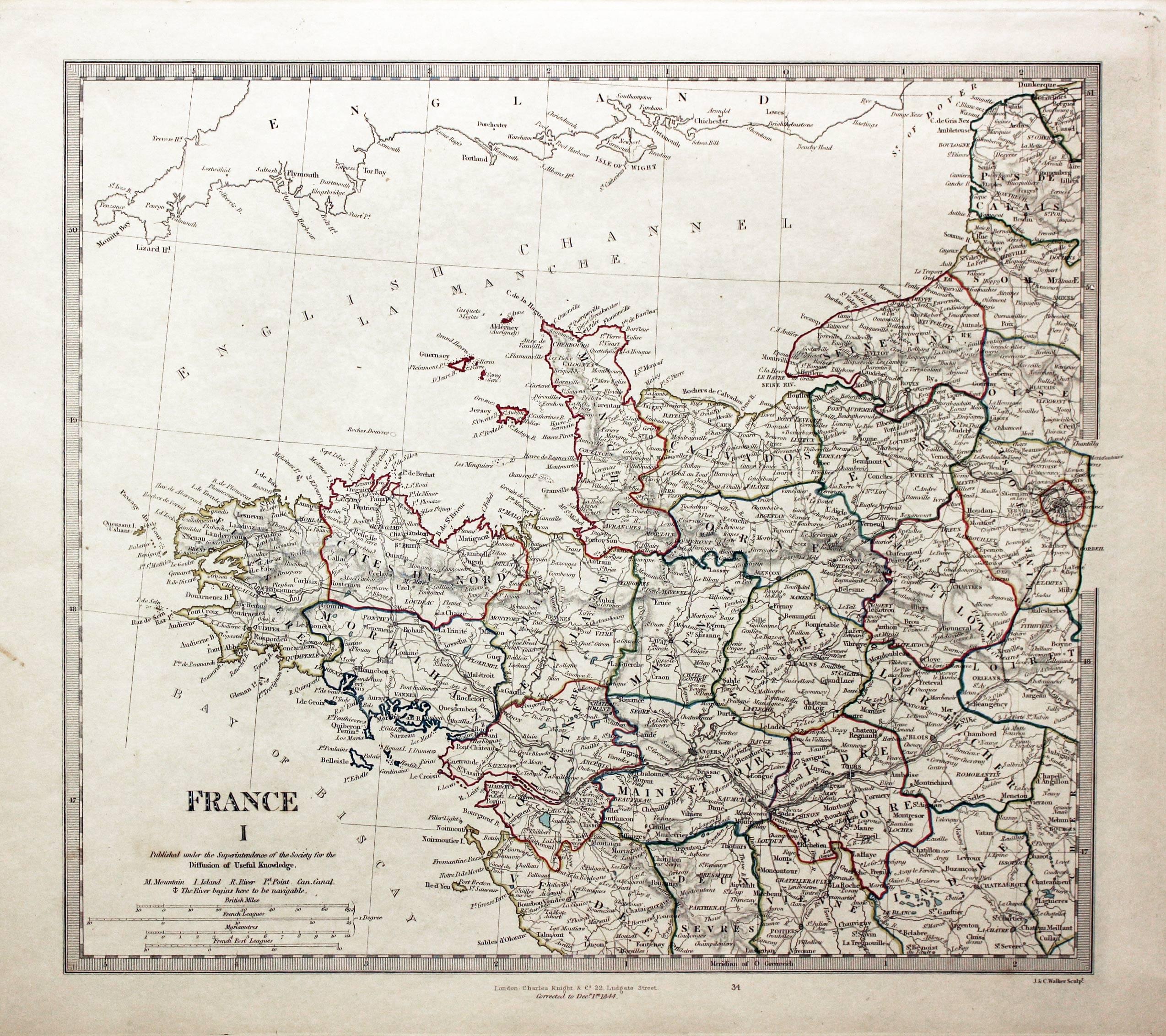 Antique Maps of Europe by S.D.U.K.- Richard Nicholson