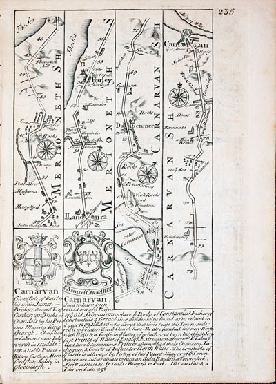 Road map Harlech to Caernarvon John Owen and Emanuel Bowen c.1730