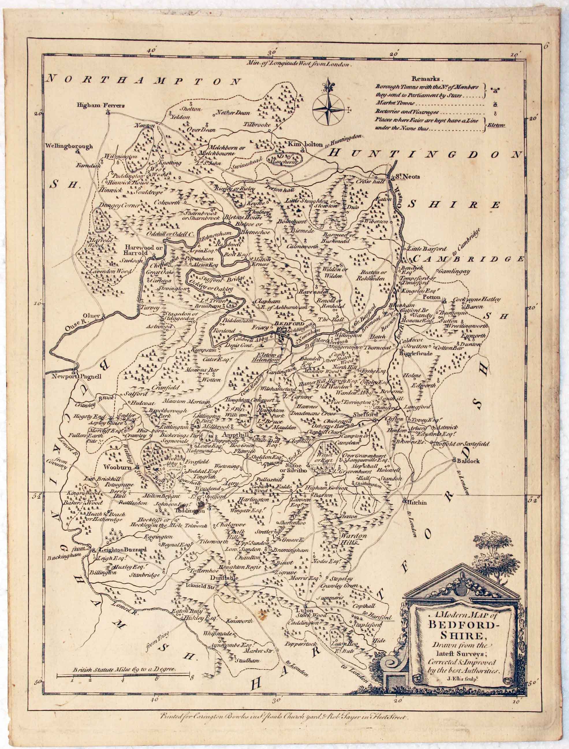 Antique County Maps of Bedfordshire - Richard Nicholson