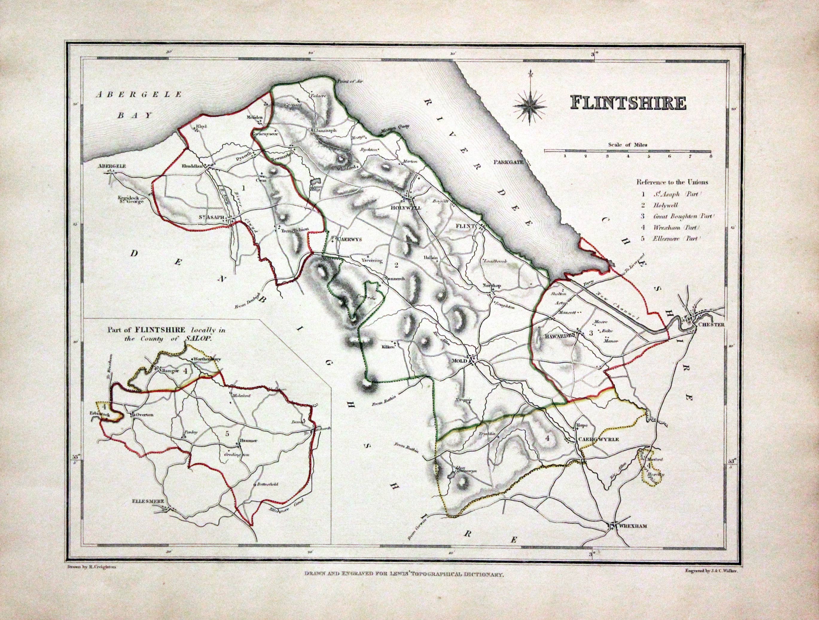 Antique Maps of Denbighshire and Flintshire - Richard Nicholson