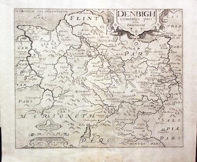 Map of Denbighshire engraved by William Kip after Christopher Saxton