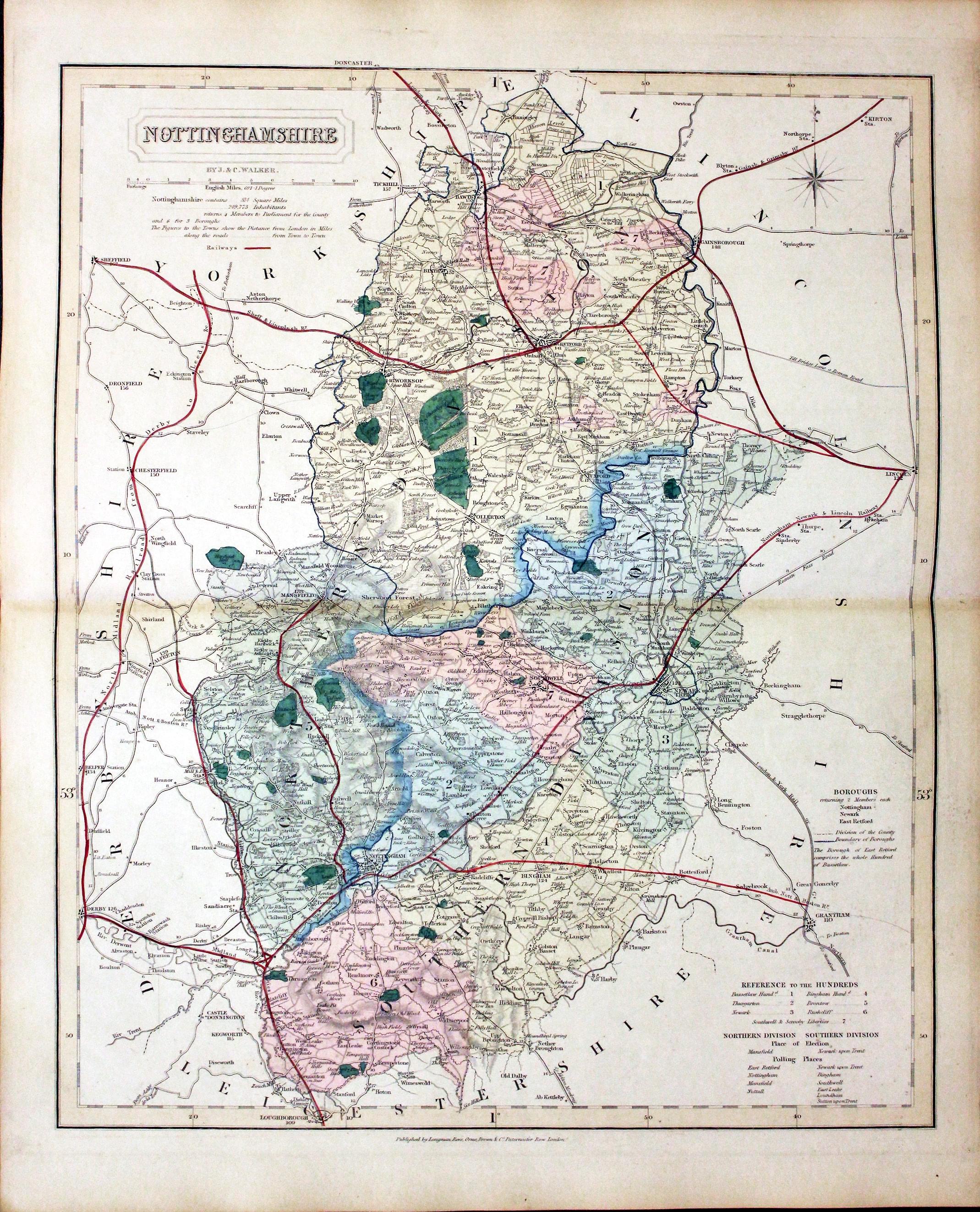 Antique Maps Of Nottinghamshire, England - Richard Nicholson