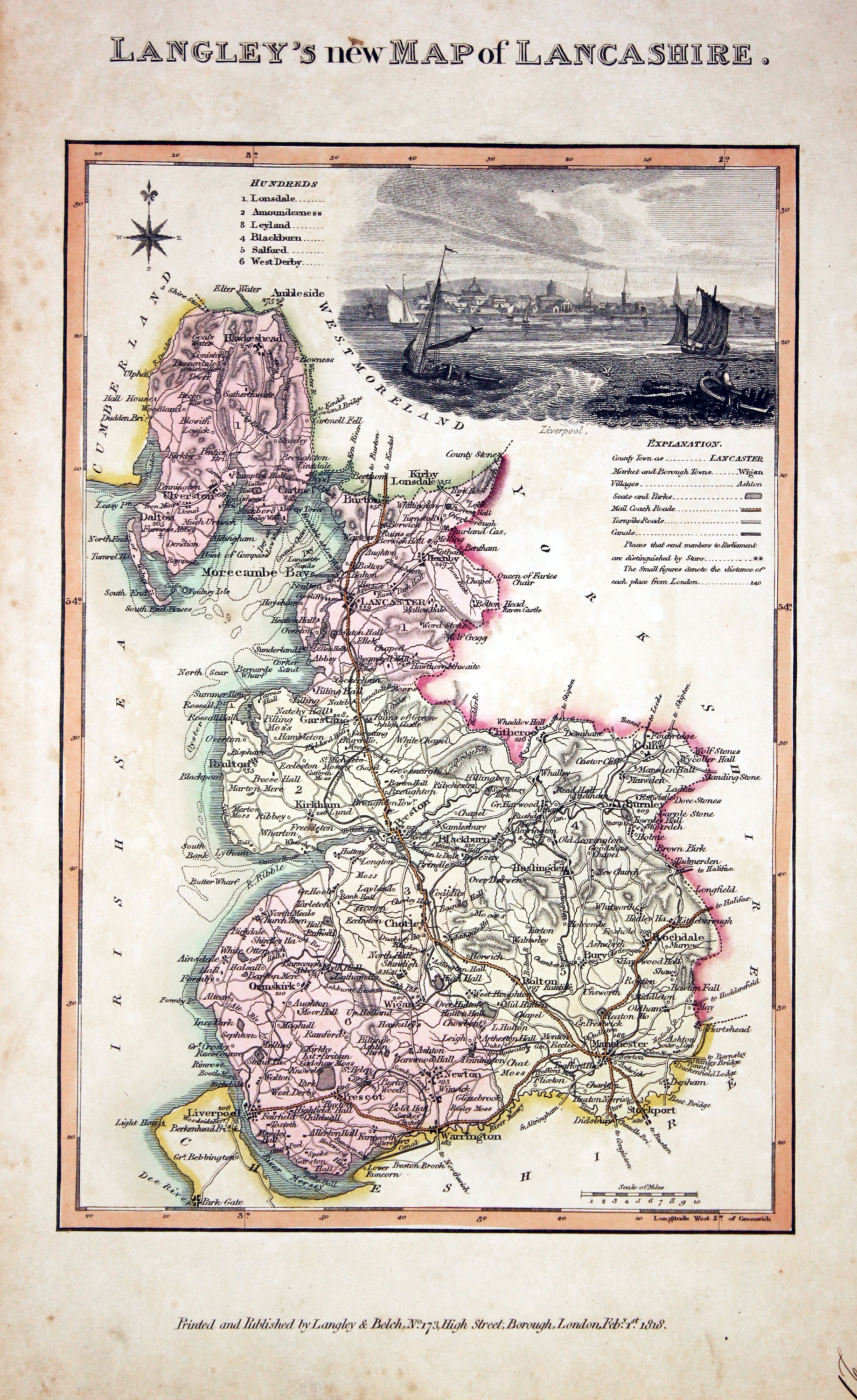 Antique Maps of Lancashire - Richard Nicholson