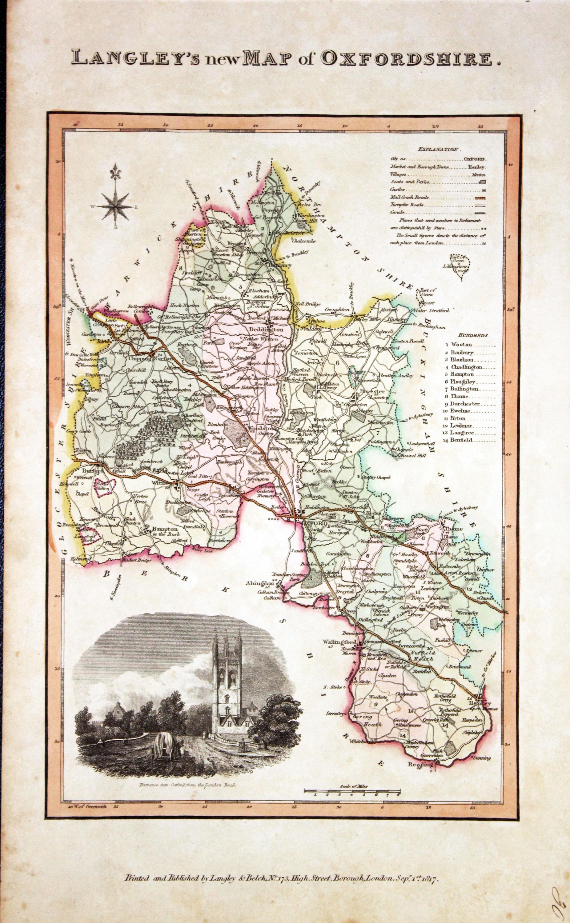 Antique Maps of Oxfordshire, England - Richard Nicholson