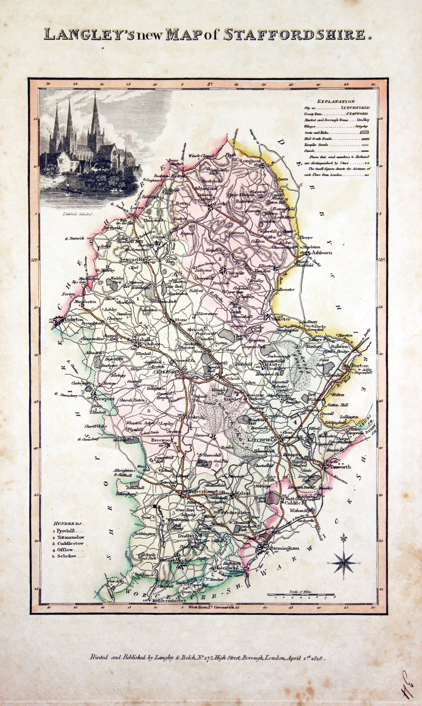 Antique Maps of Staffordshire, England - Richard Nicholson