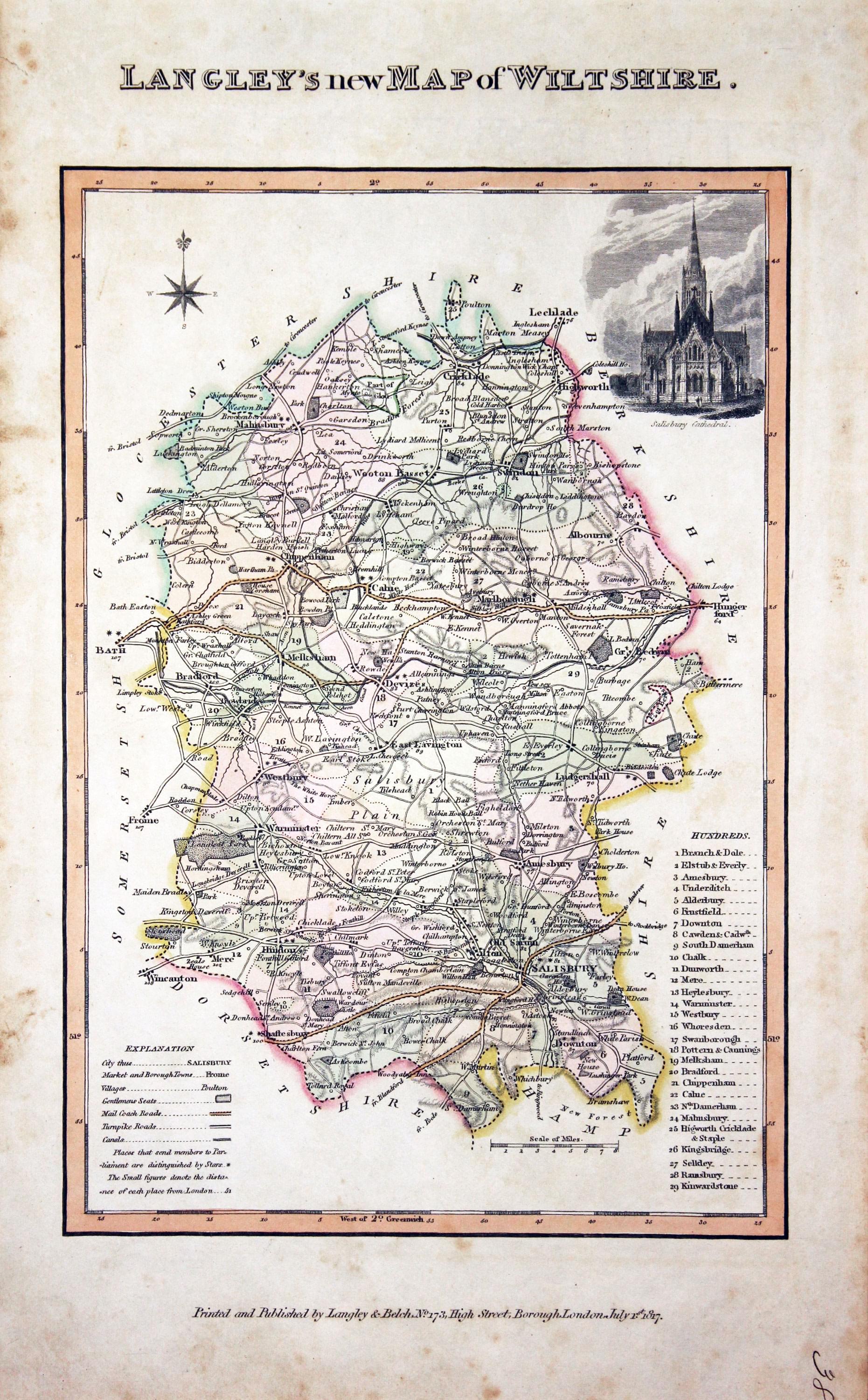 Antique Maps of Wiltshire, England - Richard Nicholson