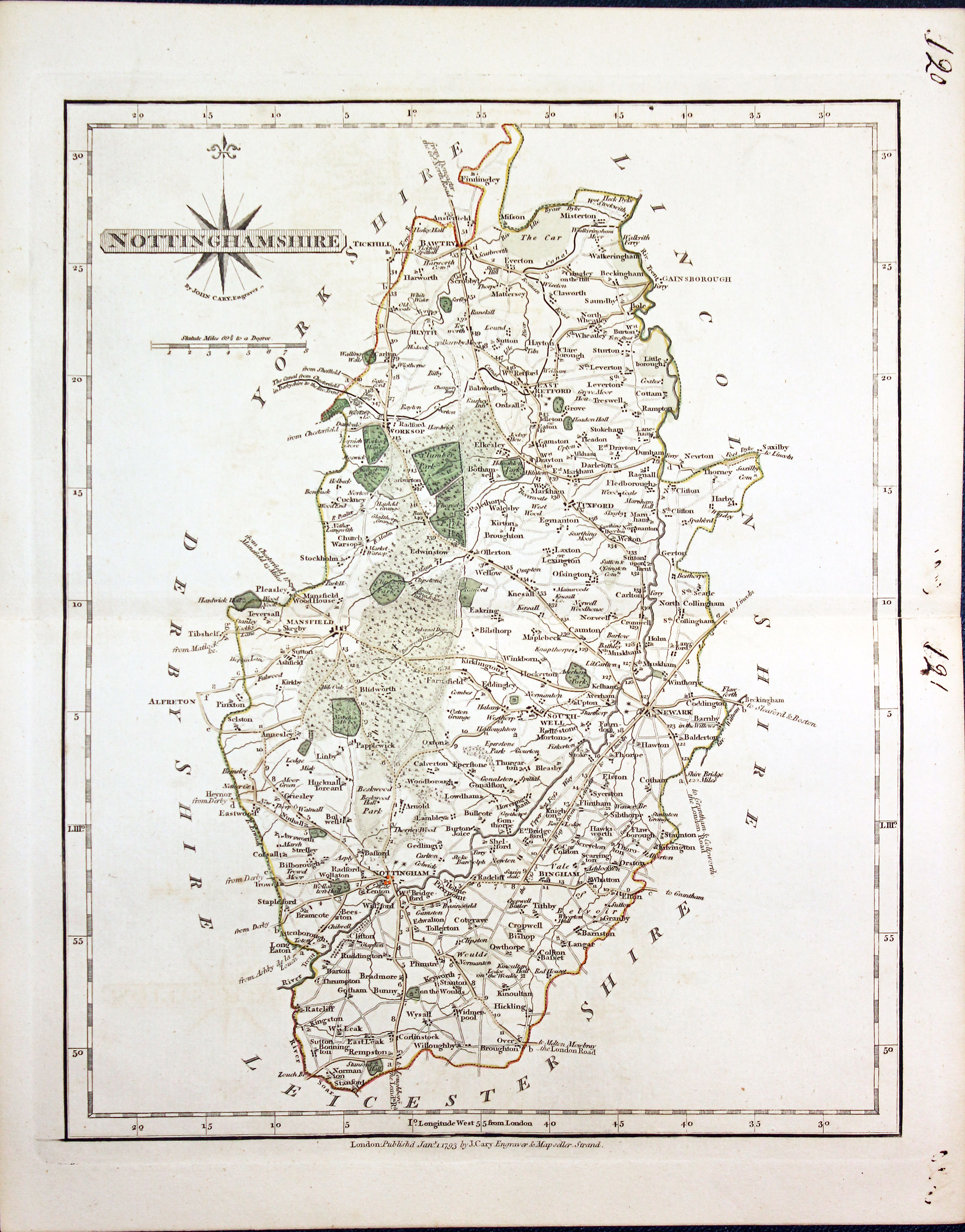 Antique Maps of Nottinghamshire, England - Richard Nicholson