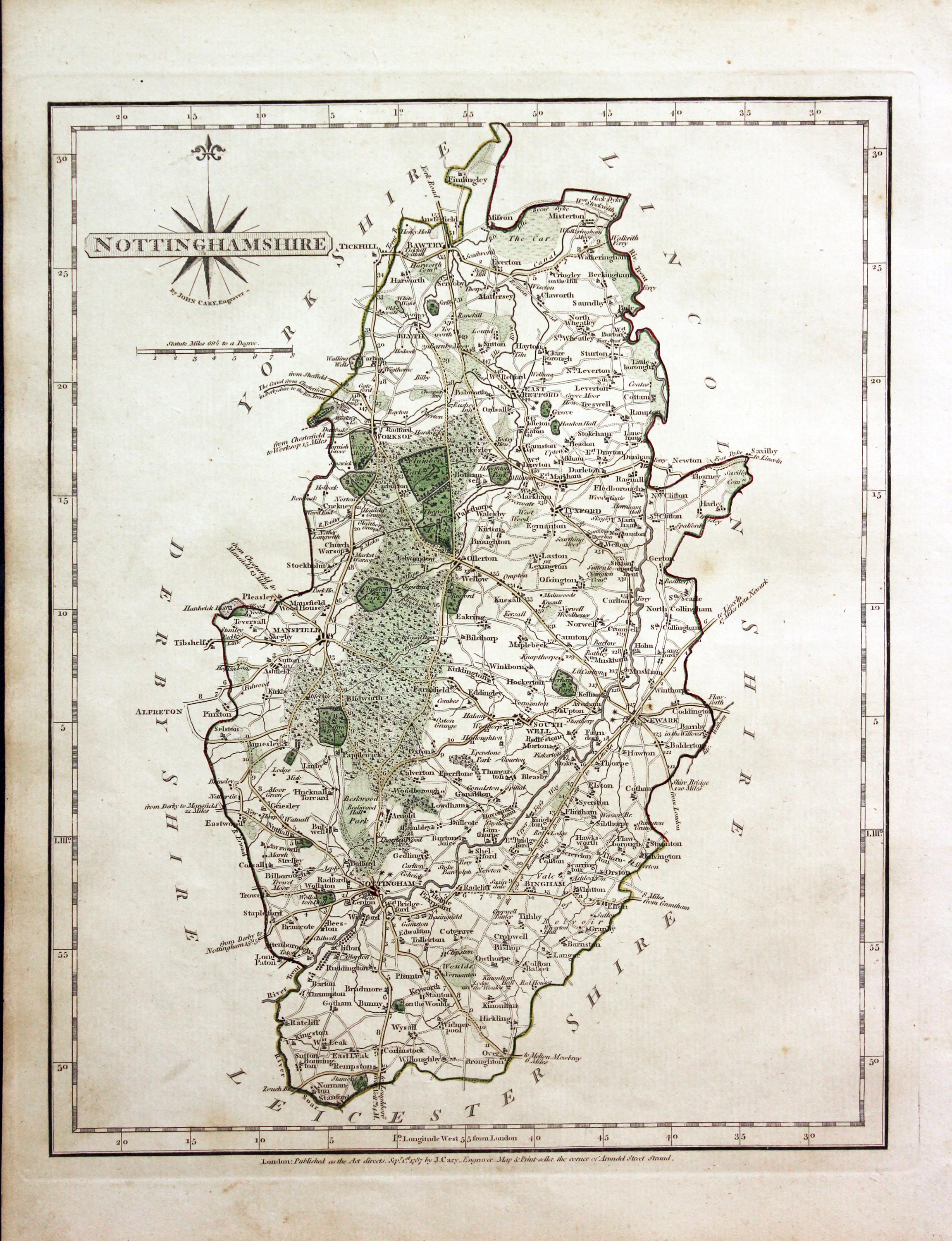 Antique Maps of Nottinghamshire, England - Richard Nicholson