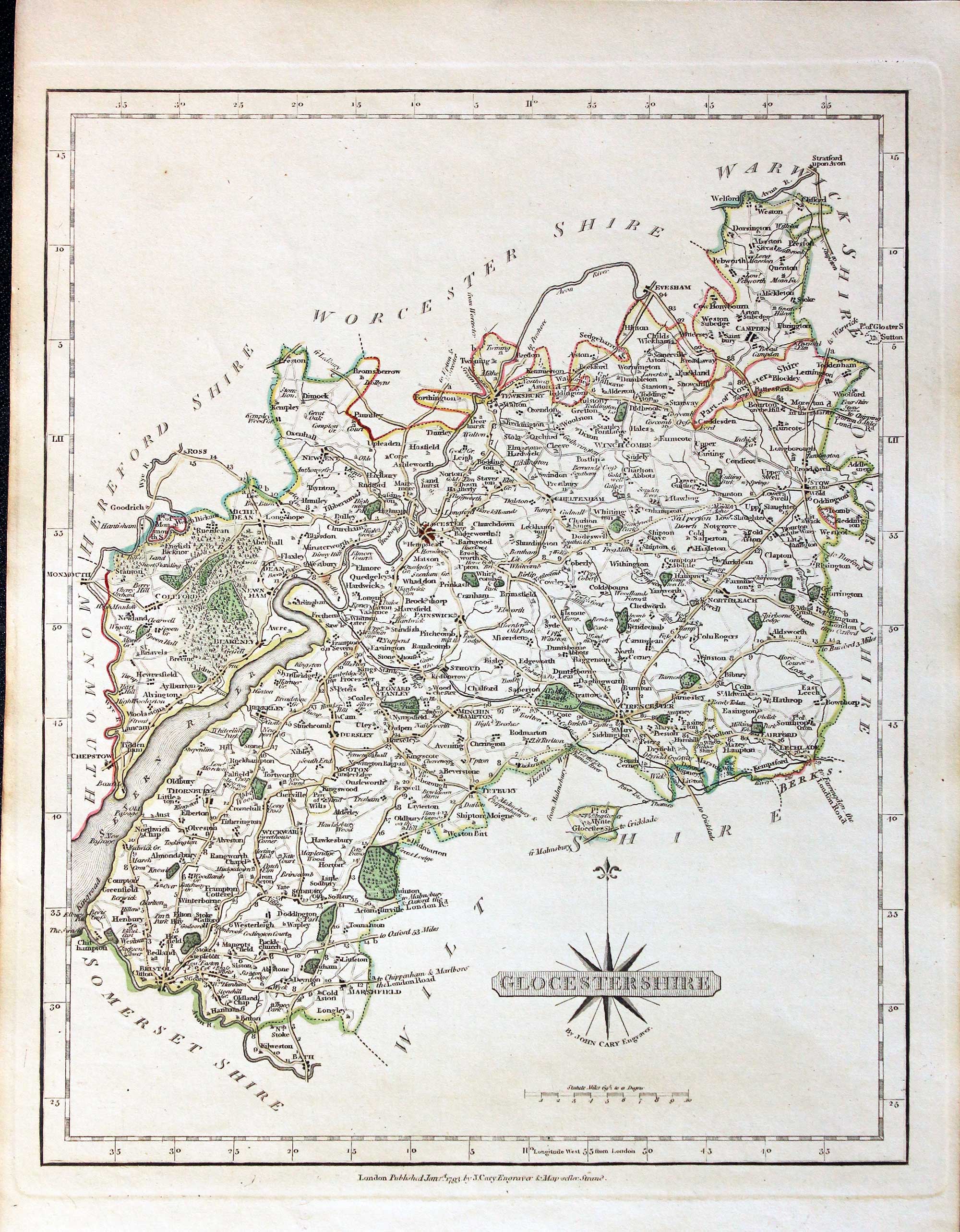 Antique Maps of Gloucestershire, England - Richard Nicholson