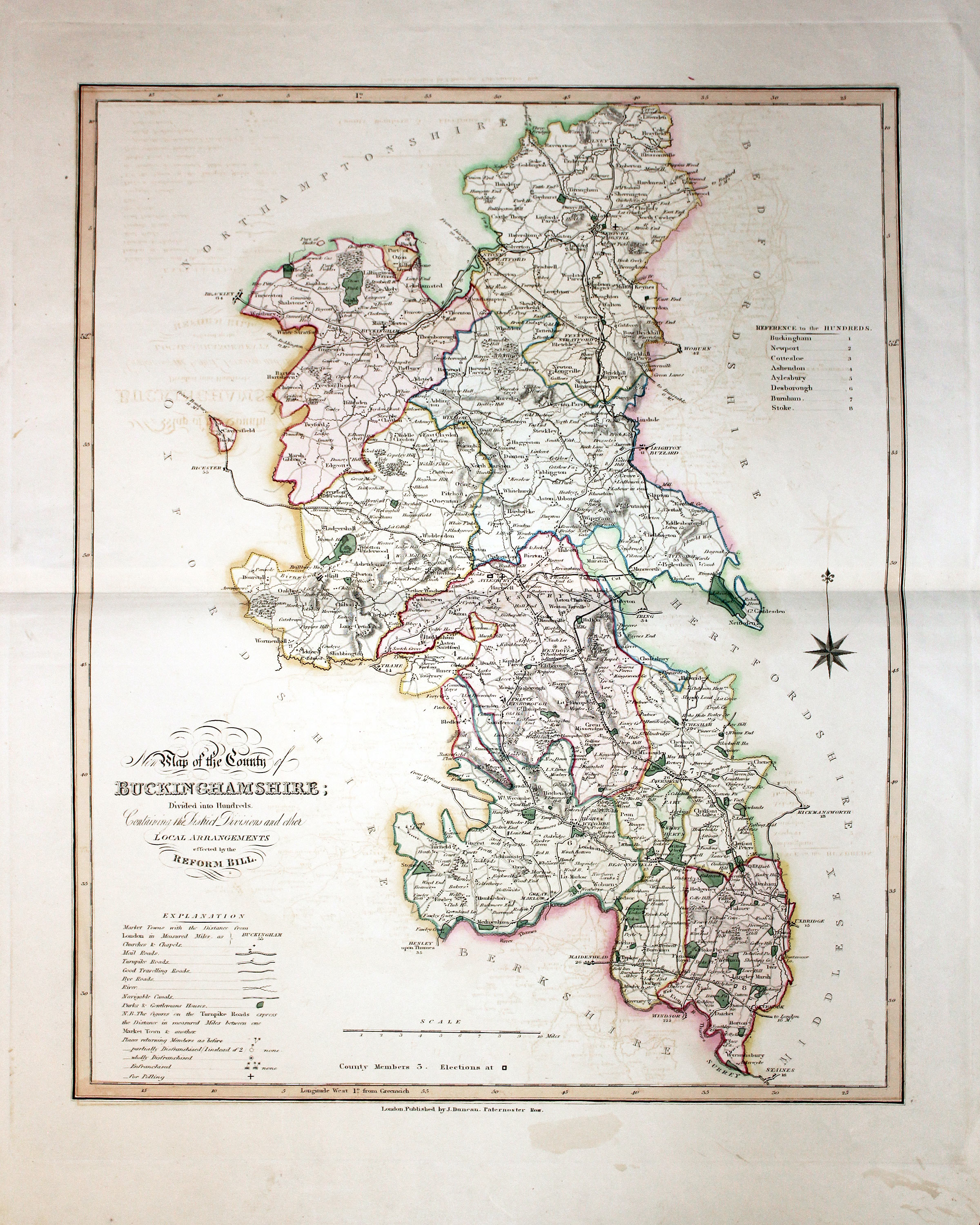 Antique Maps of Buckinghamshire, England - Richard Nicholson