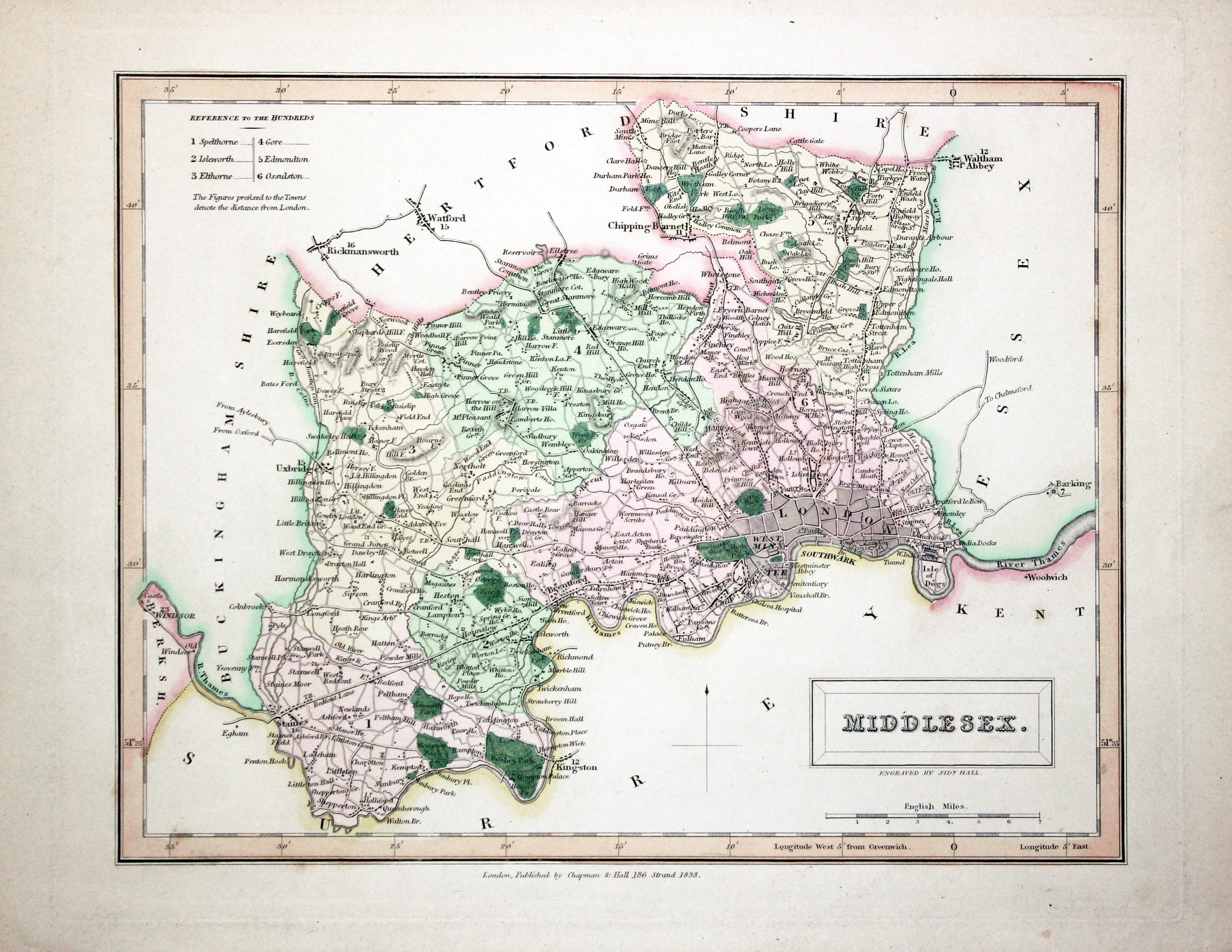 Antique Maps of Middlesex, England