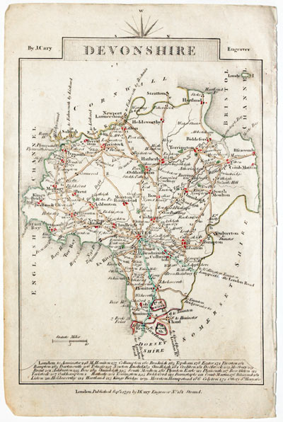 Antique Maps of Devonshire, England - Richard Nicholson