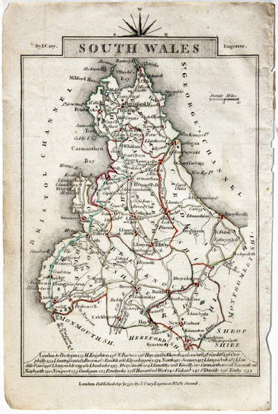 Map of South Wales John Cary, 1792
