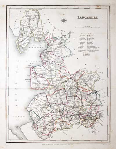 Map of Lancashire by Samuel Lewis 1848