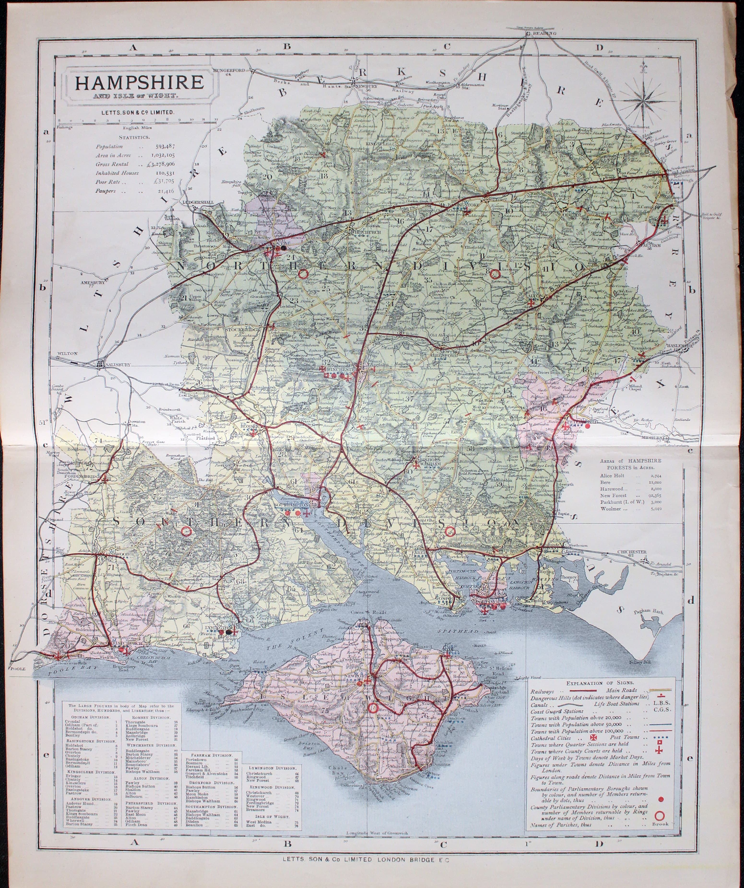 Antique Maps Of Hampshire England Richard Nicholson 0706