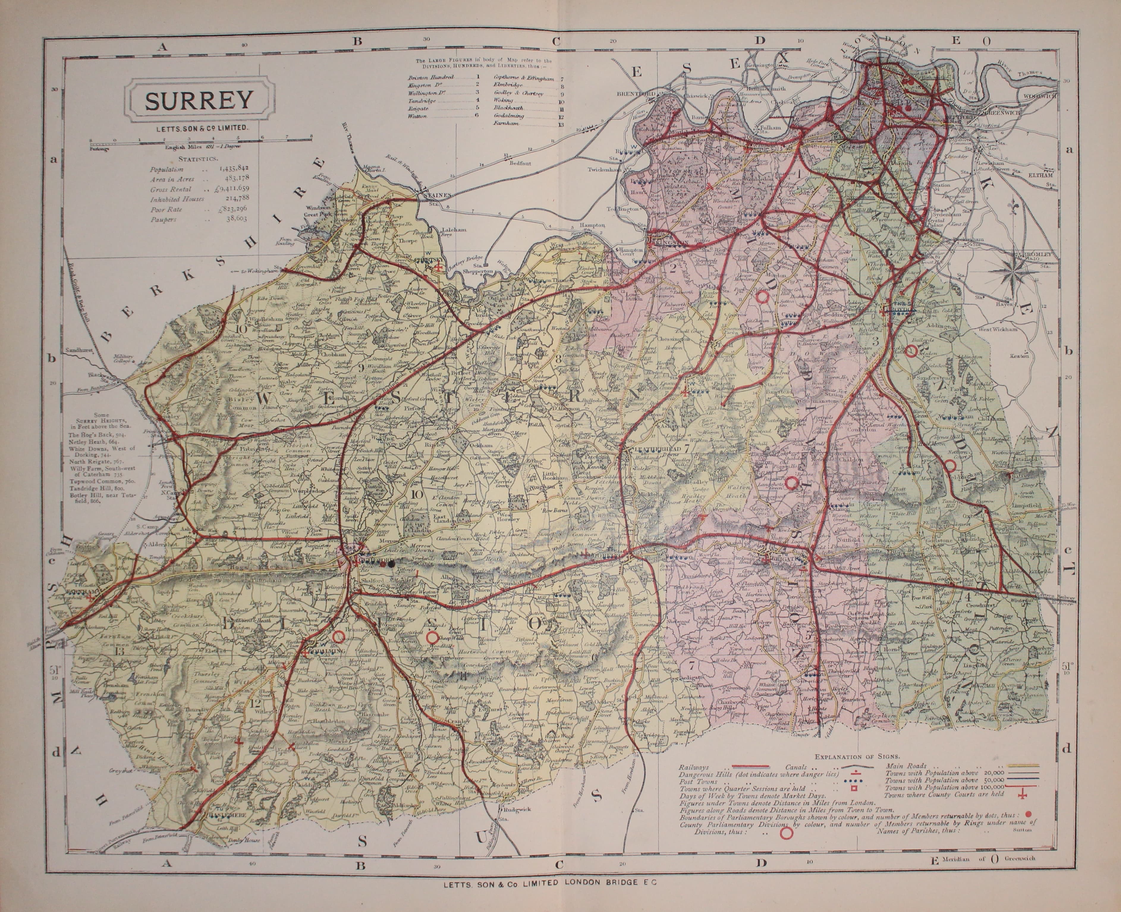Antique Maps of Surrey, England - Richard Nicholson