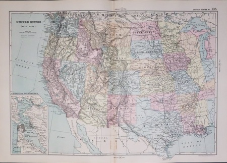 United States of America - West, G W Bacon 1891