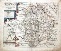 Map of Warwickshire by William Kip after Christopher Saxton, 1637