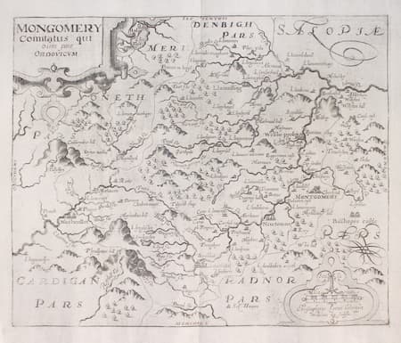 Montgomeryshire by William Kip after Christopher Saxton 1610